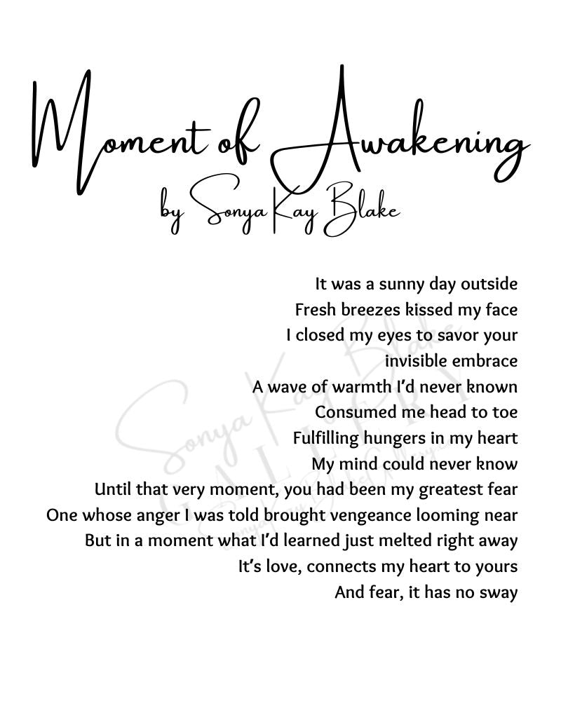 "Moment of Awakening" Unframed Poetry Print