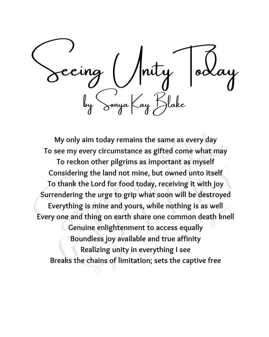 "Seeing Unity Today" Unframed Poetry Print